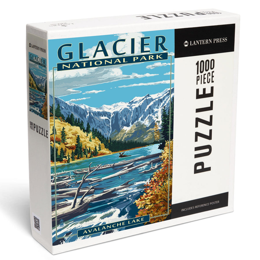 Glacier National Park, Montana, Avalanche Lake, Jigsaw Puzzle Puzzle Lantern Press 