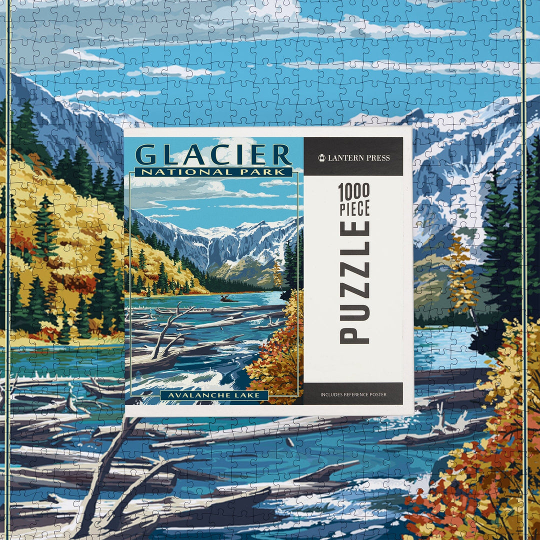 Glacier National Park, Montana, Avalanche Lake, Jigsaw Puzzle Puzzle Lantern Press 