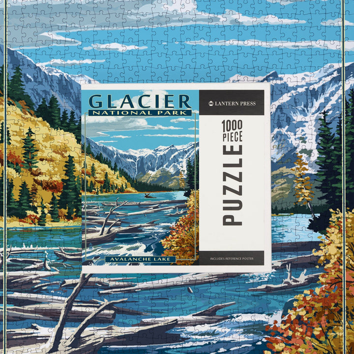 Glacier National Park, Montana, Avalanche Lake, Jigsaw Puzzle Puzzle Lantern Press 