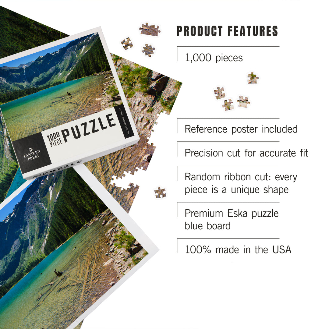 Glacier National Park, Montana, Avalanche Lake, Jigsaw Puzzle Puzzle Lantern Press 