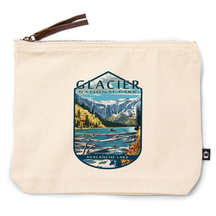 Glacier National Park, Montana, Avalanche Lake,, Organic Cotton Zipper Pouch, Go Bag Go Bag Lantern Press 