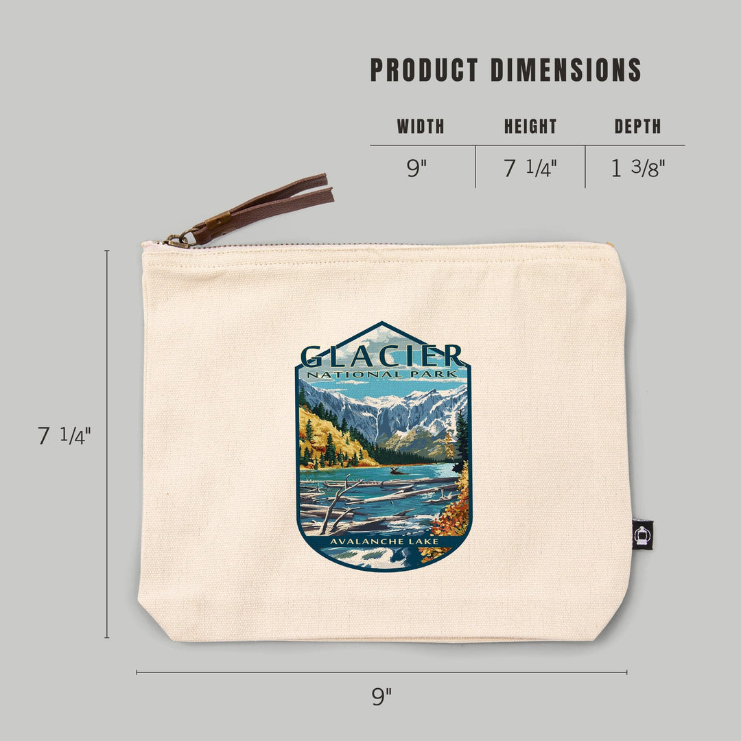 Glacier National Park, Montana, Avalanche Lake,, Organic Cotton Zipper Pouch, Go Bag Go Bag Lantern Press 
