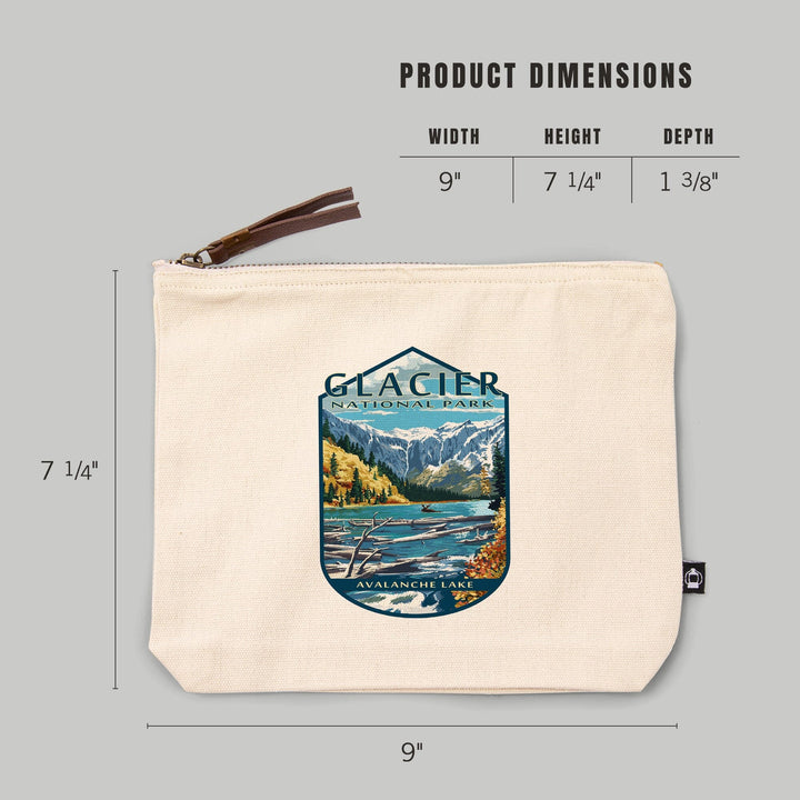 Glacier National Park, Montana, Avalanche Lake,, Organic Cotton Zipper Pouch, Go Bag Go Bag Lantern Press 