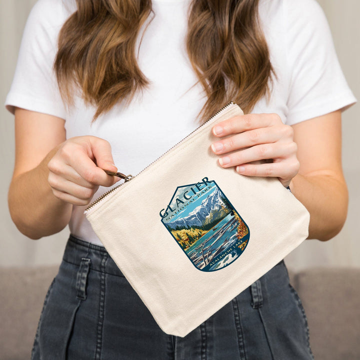 Glacier National Park, Montana, Avalanche Lake,, Organic Cotton Zipper Pouch, Go Bag Go Bag Lantern Press 
