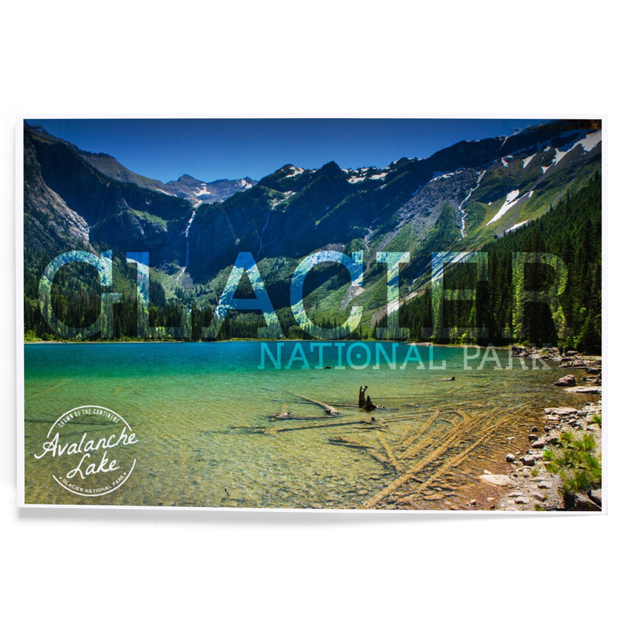 Glacier National Park, Montana, Avalanche Lake (Stamp Version), Art & Giclee Prints Art Lantern Press 