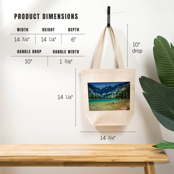 Glacier National Park, Montana, Avalanche Lake (Stamp Version), Tote Bag Totes Lantern Press 