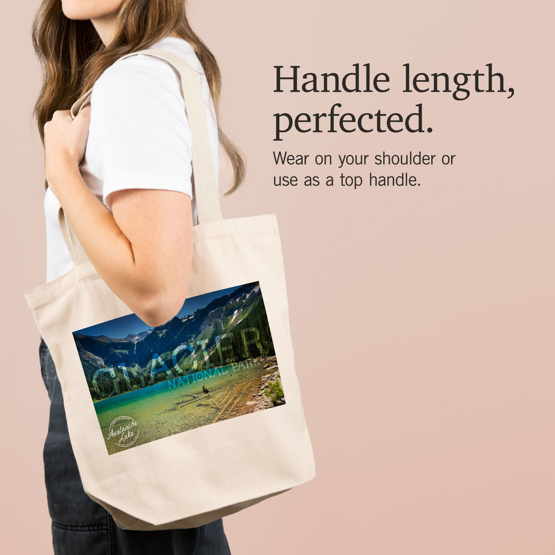 Glacier National Park, Montana, Avalanche Lake (Stamp Version), Tote Bag Totes Lantern Press 