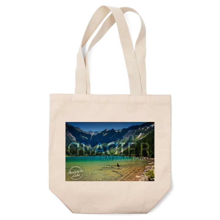 Glacier National Park, Montana, Avalanche Lake (Stamp Version), Tote Bag Totes Lantern Press 
