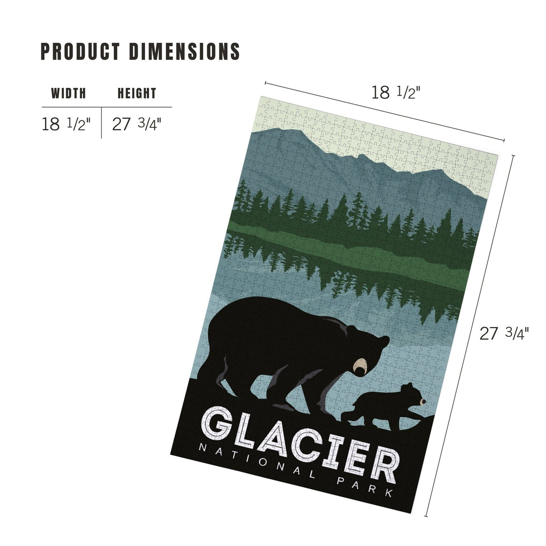 Glacier National Park, Montana, Bear and Cub, Family Time, Jigsaw Puzzle Puzzle Lantern Press 