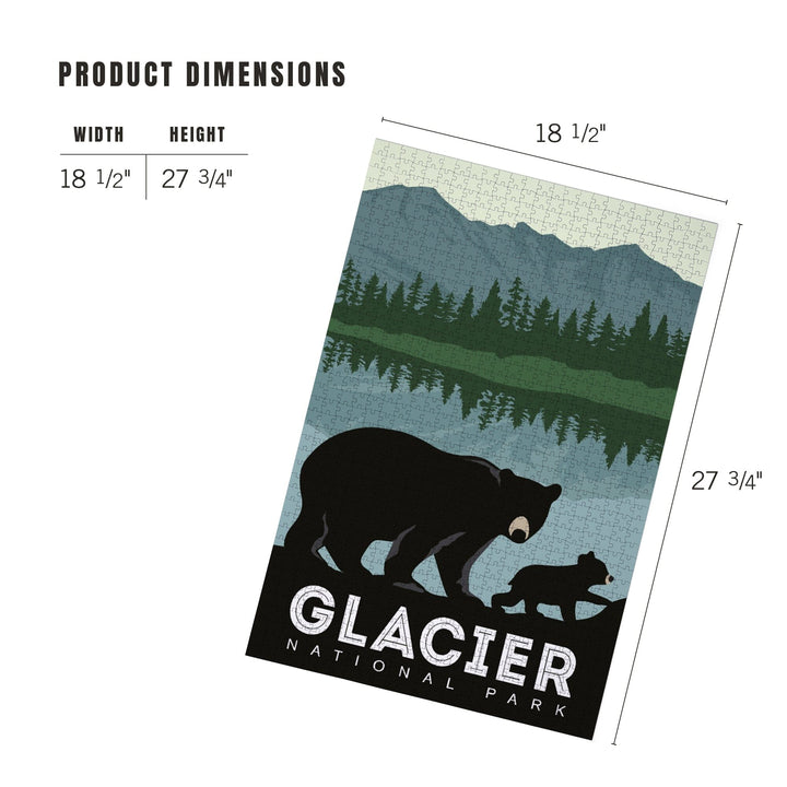 Glacier National Park, Montana, Bear and Cub, Family Time, Jigsaw Puzzle Puzzle Lantern Press 