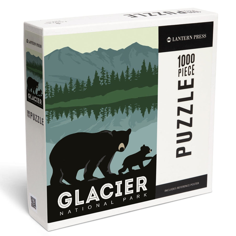 Glacier National Park, Montana, Bear and Cub, Family Time, Jigsaw Puzzle Puzzle Lantern Press 