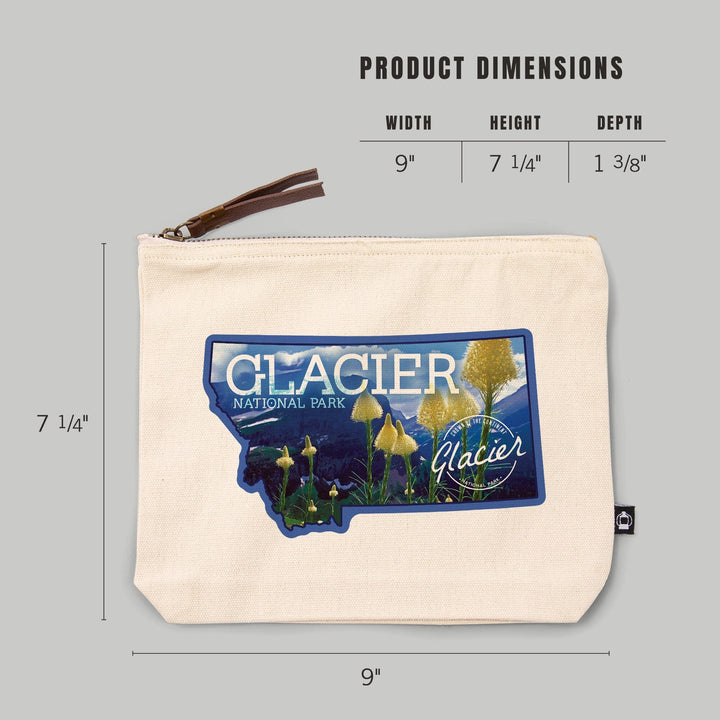 Glacier National Park, Montana, Beargrass in Bloom (Badge), , Photography, Organic Cotton Zipper Pouch, Go Bag Go Bag Lantern Press 