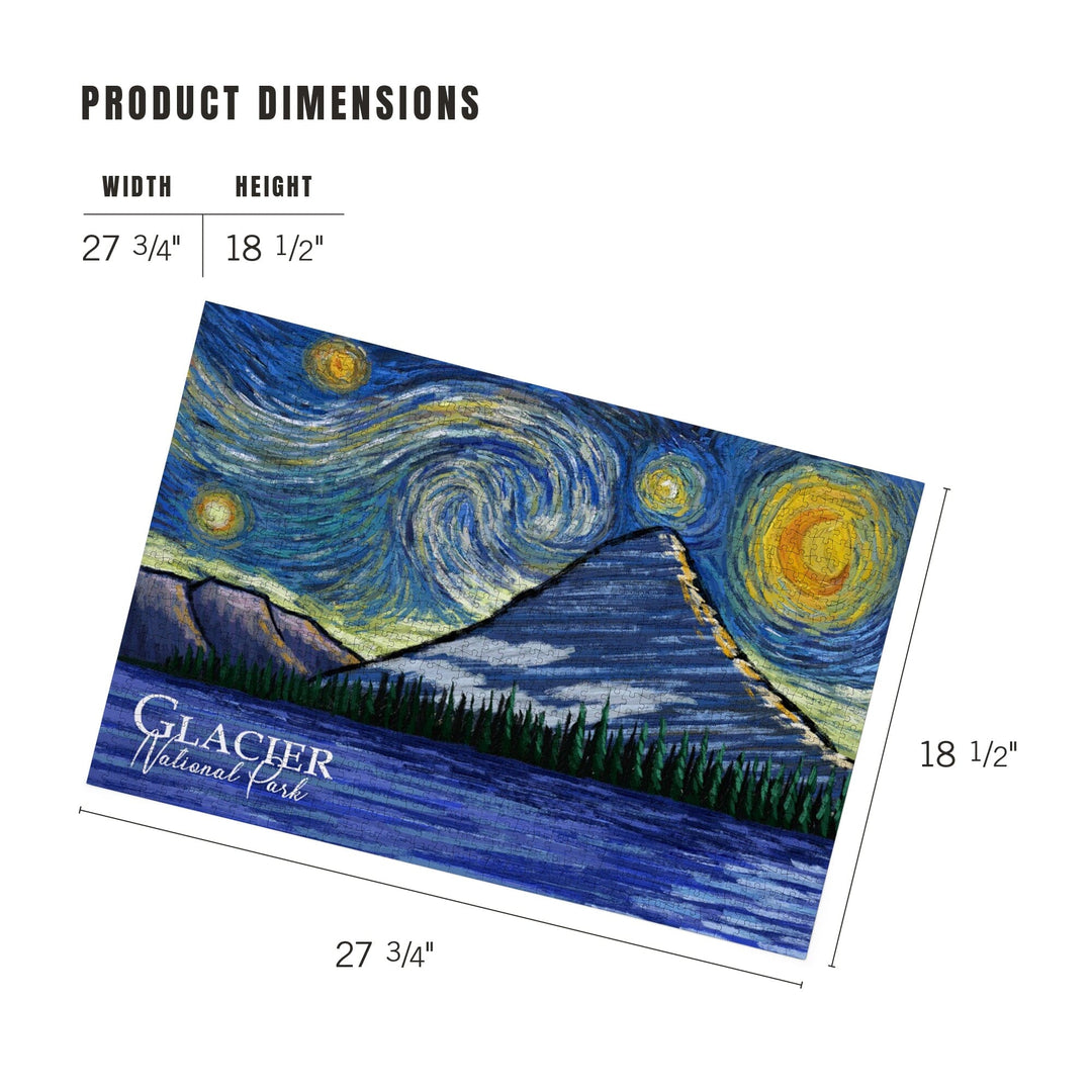 Glacier National Park, Montana, Bearhat Peak and Hidden Lake, Starry Night, Jigsaw Puzzle Puzzle Lantern Press 