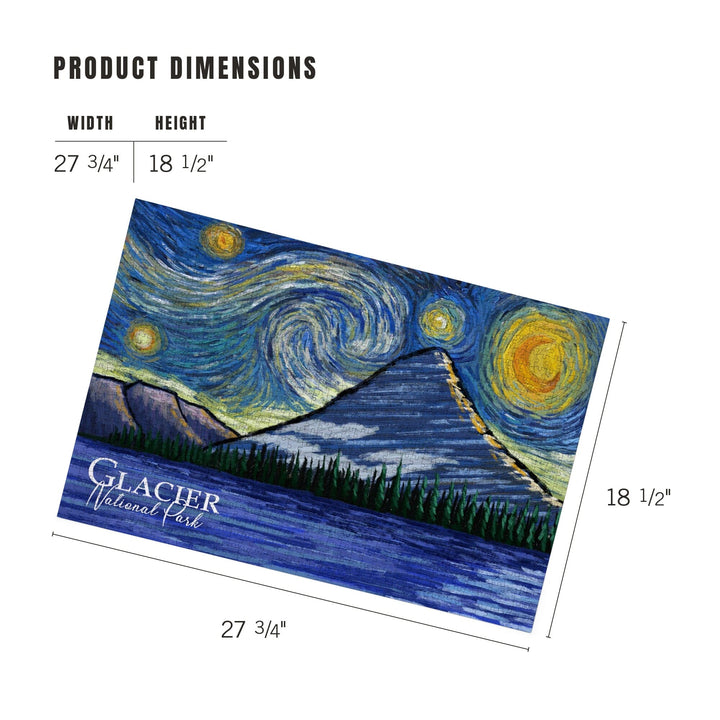 Glacier National Park, Montana, Bearhat Peak and Hidden Lake, Starry Night, Jigsaw Puzzle Puzzle Lantern Press 