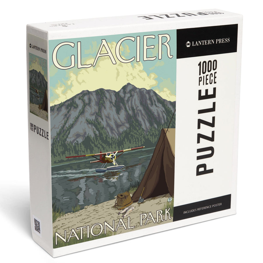 Glacier National Park, Montana, Bush Plane and Fishing, Jigsaw Puzzle Puzzle Lantern Press 