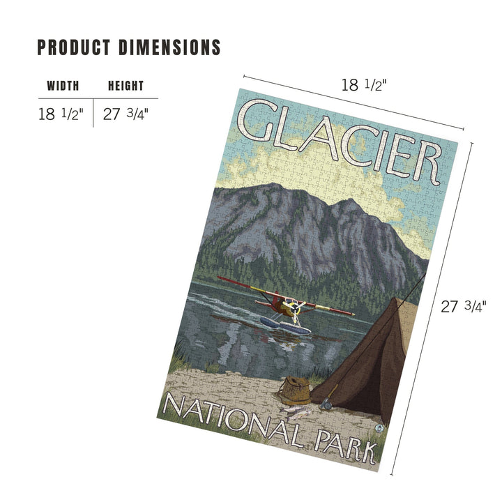 Glacier National Park, Montana, Bush Plane and Fishing, Jigsaw Puzzle Puzzle Lantern Press 