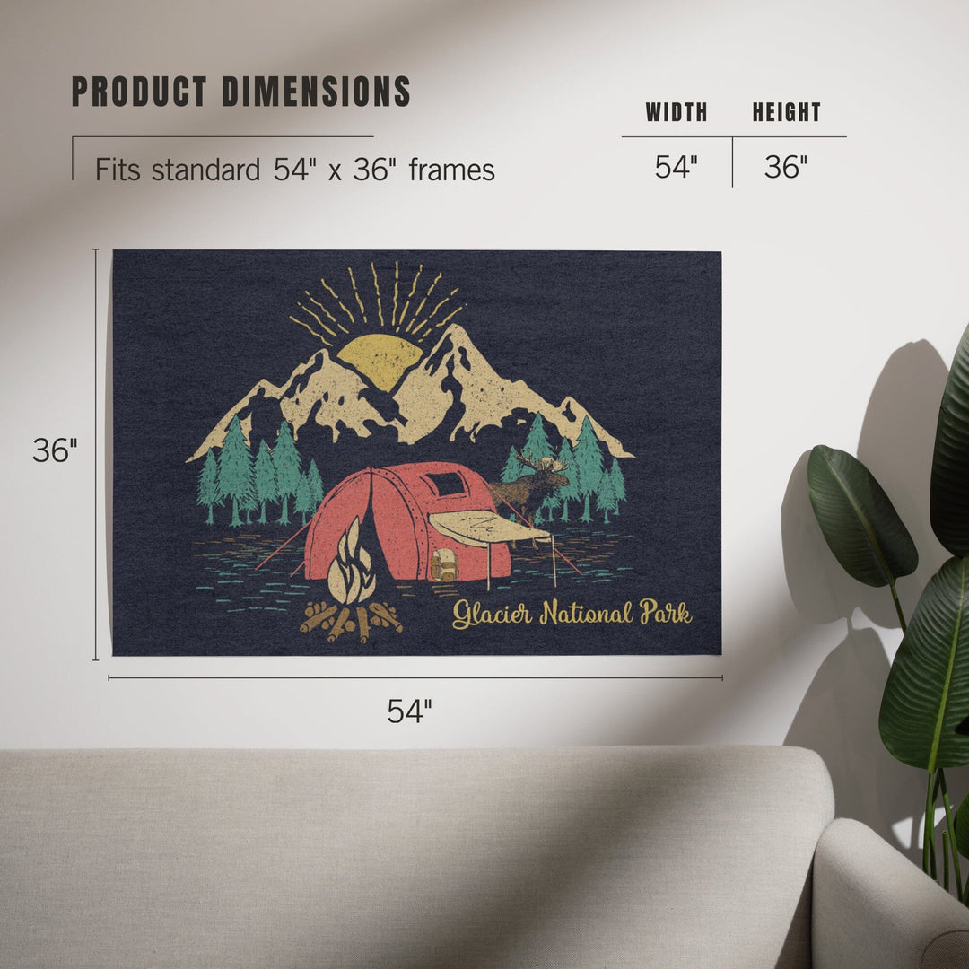 Glacier National Park, Montana, Camping Scene, Art & Giclee Prints Art Lantern Press 