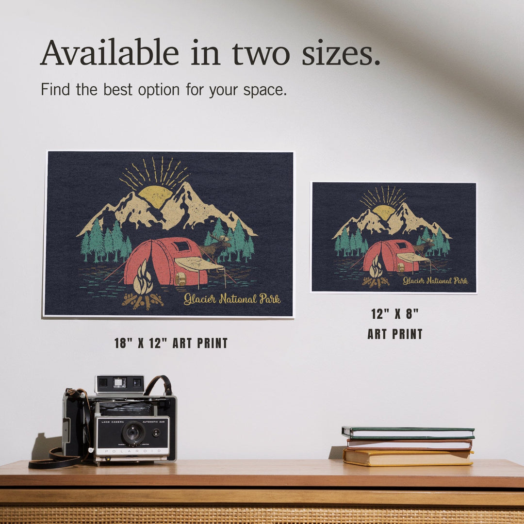 Glacier National Park, Montana, Camping Scene, Art & Giclee Prints Art Lantern Press 