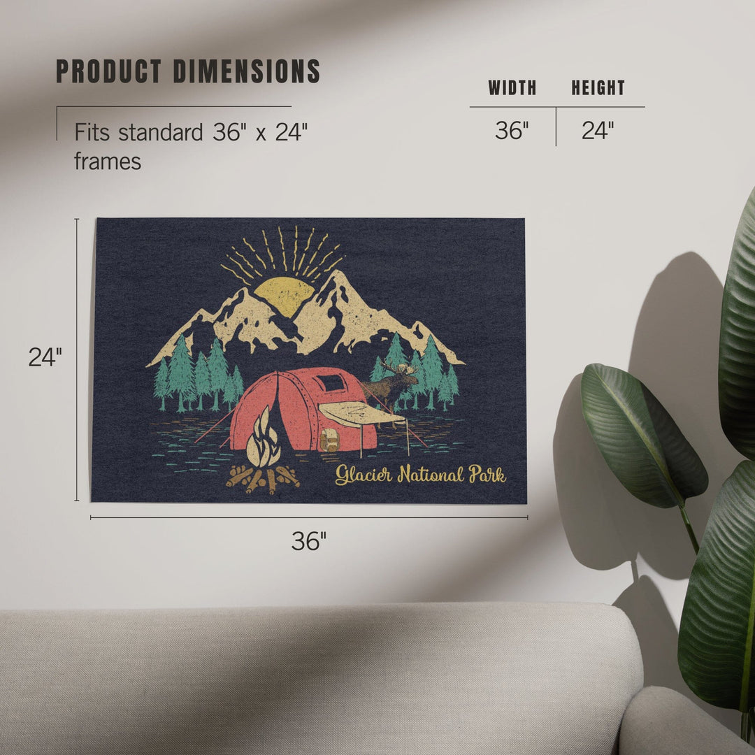 Glacier National Park, Montana, Camping Scene, Art & Giclee Prints Art Lantern Press 
