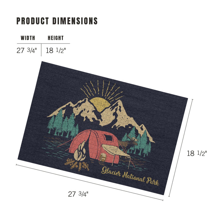 Glacier National Park, Montana, Camping Scene, Jigsaw Puzzle Puzzle Lantern Press 