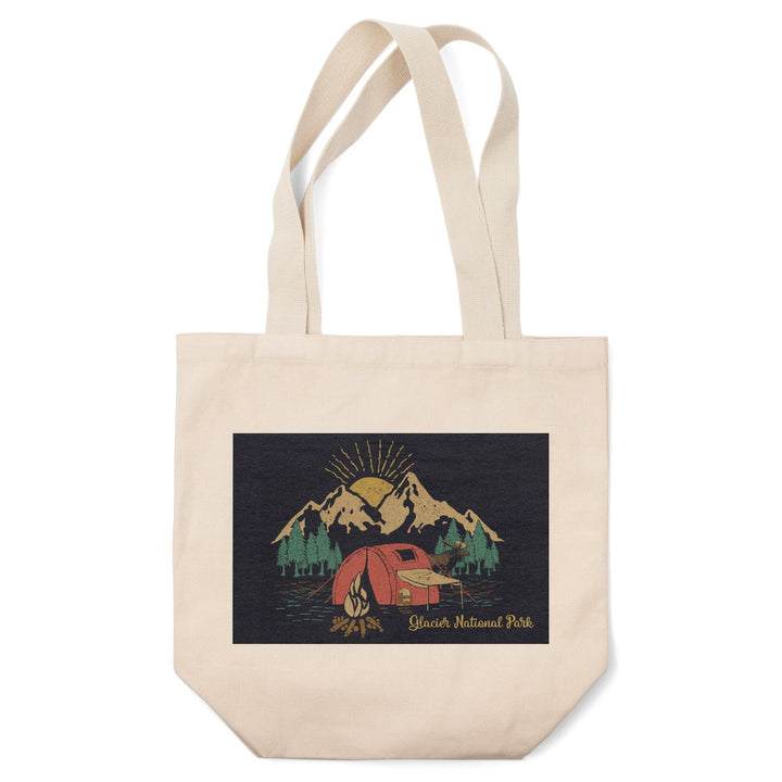 Glacier National Park, Montana, Camping Scene, Tote Bag Totes Lantern Press 