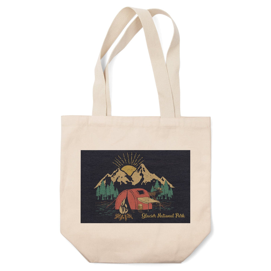 Glacier National Park, Montana, Camping Scene, Tote Bag Totes Lantern Press 