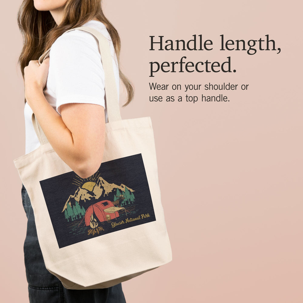Glacier National Park, Montana, Camping Scene, Tote Bag Totes Lantern Press 