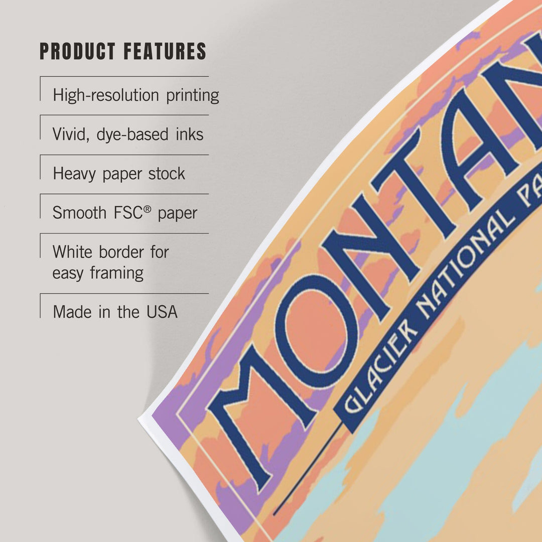 Glacier National Park, Montana, Canoe and Lake, Art & Giclee Prints Art Lantern Press 