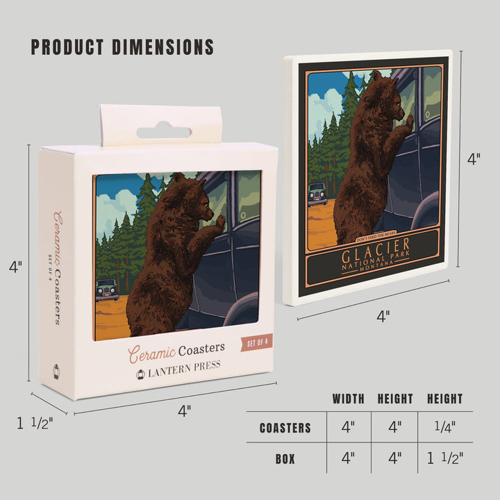Glacier National Park, Montana, Don't Feed the Bears, Coasters Coasters Lantern Press 