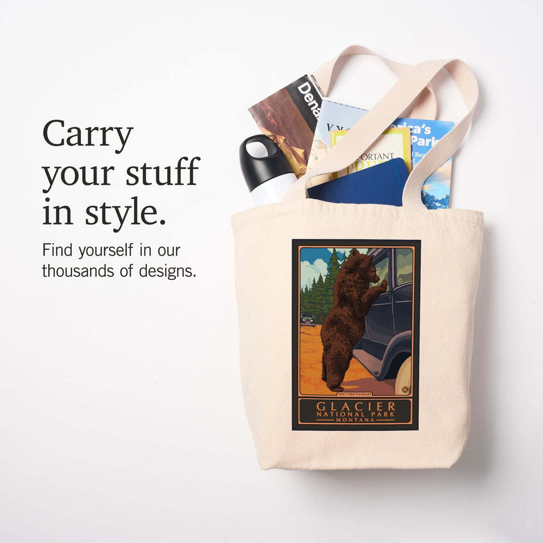 Glacier National Park, Montana, Don't Feed the Bears, Lantern Press Artwork, Tote Bag Totes Lantern Press 