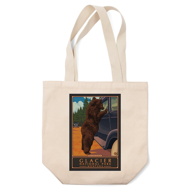 Glacier National Park, Montana, Don't Feed the Bears, Lantern Press Artwork, Tote Bag - Lantern Press