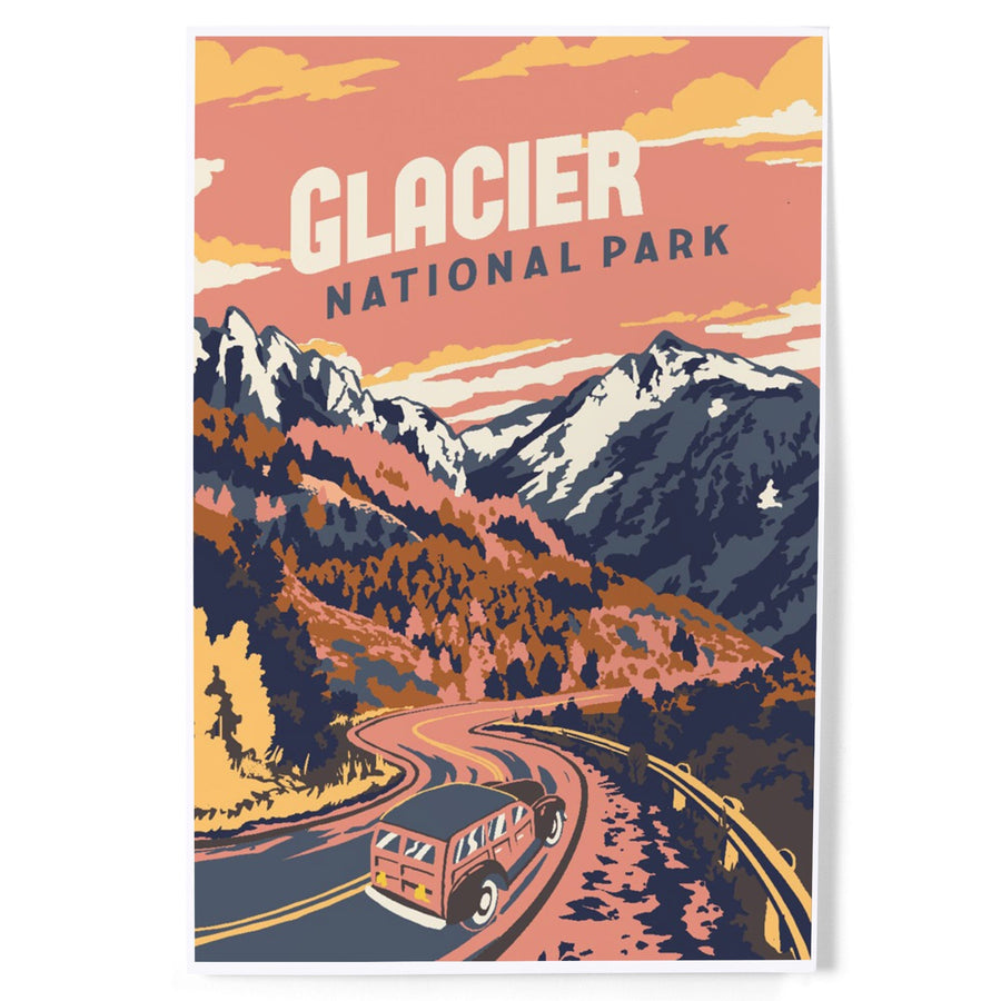 Glacier National Park, Montana, Explorer Series, Art & Giclee Prints Art Lantern Press 