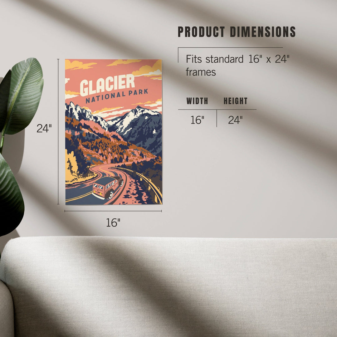 Glacier National Park, Montana, Explorer Series, Art & Giclee Prints Art Lantern Press 