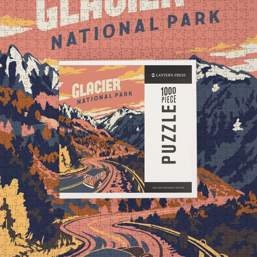 Glacier National Park, Montana, Explorer Series, Jigsaw Puzzle Puzzle Lantern Press 
