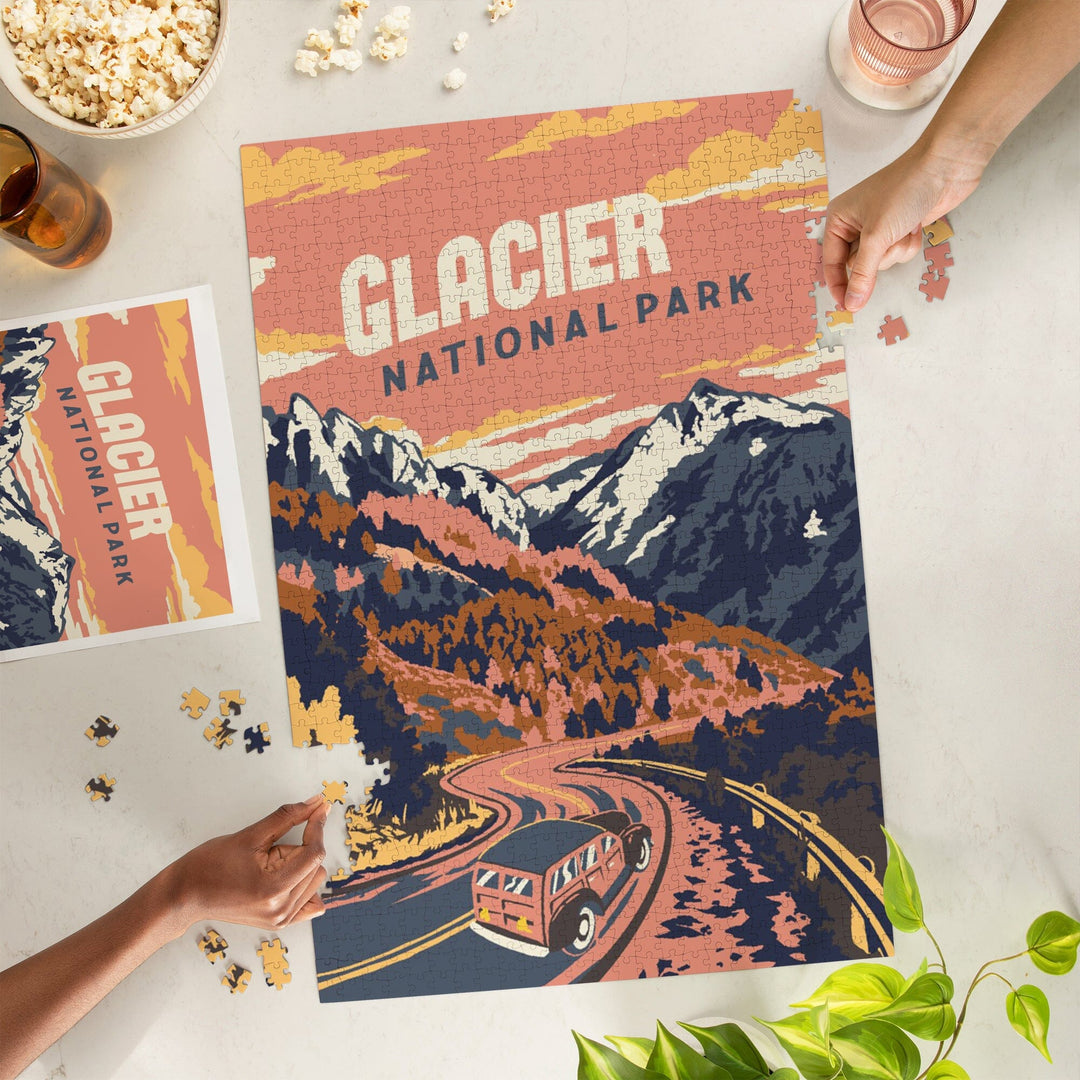 Glacier National Park, Montana, Explorer Series, Jigsaw Puzzle Puzzle Lantern Press 
