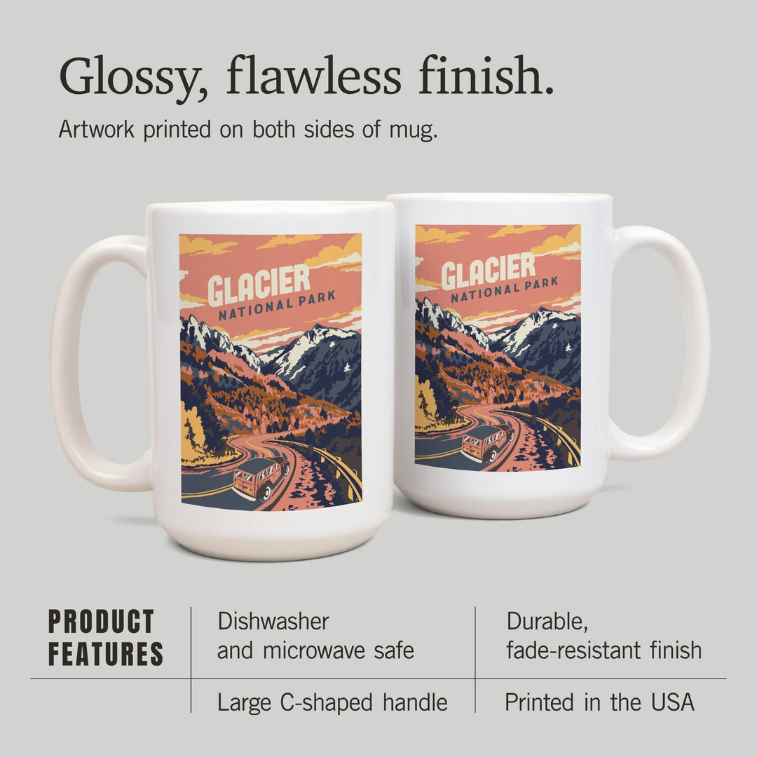 Glacier National Park, Montana, Explorer Series, Lantern Press Artwork, Ceramic Mug Mugs Lantern Press 