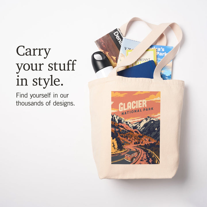 Glacier National Park, Montana, Explorer Series, Lantern Press Artwork, Tote Bag Totes Lantern Press 