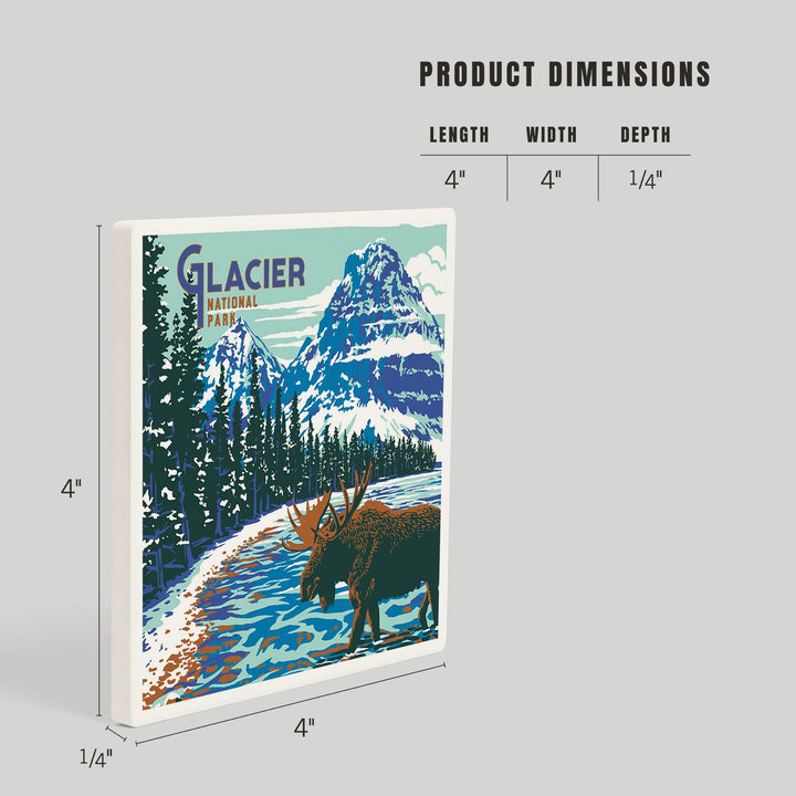 Glacier National Park, Montana, Explorer Series, Moose, Coasters Coasters Lantern Press 