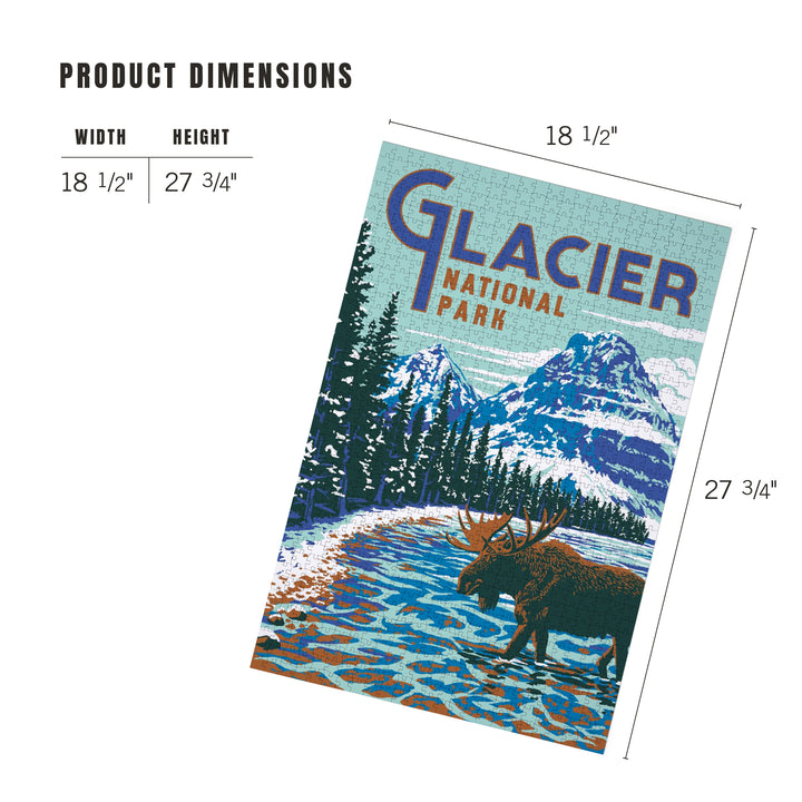 Glacier National Park, Montana, Explorer Series, Moose, Jigsaw Puzzle Puzzle Lantern Press 