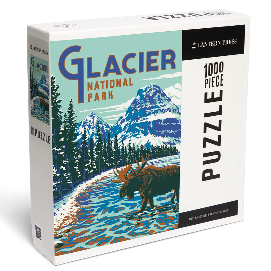 Glacier National Park, Montana, Explorer Series, Moose, Jigsaw Puzzle Puzzle Lantern Press 