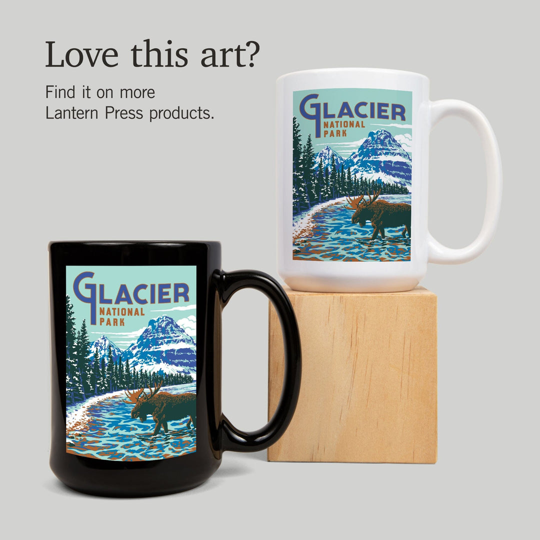 Glacier National Park, Montana, Explorer Series, Moose, Lantern Press Artwork, Ceramic Mug Mugs Lantern Press 