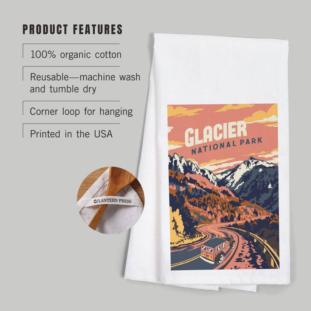 Glacier National Park, Montana, Explorer Series, Organic Cotton Kitchen Tea Towels Kitchen Lantern Press 