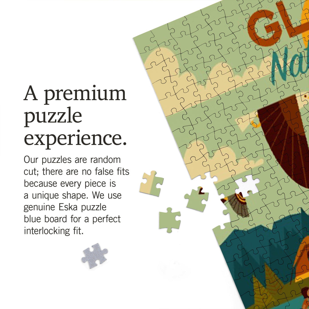 Glacier National Park, Montana, Geometric National Park Series, Jigsaw Puzzle Puzzle Lantern Press 