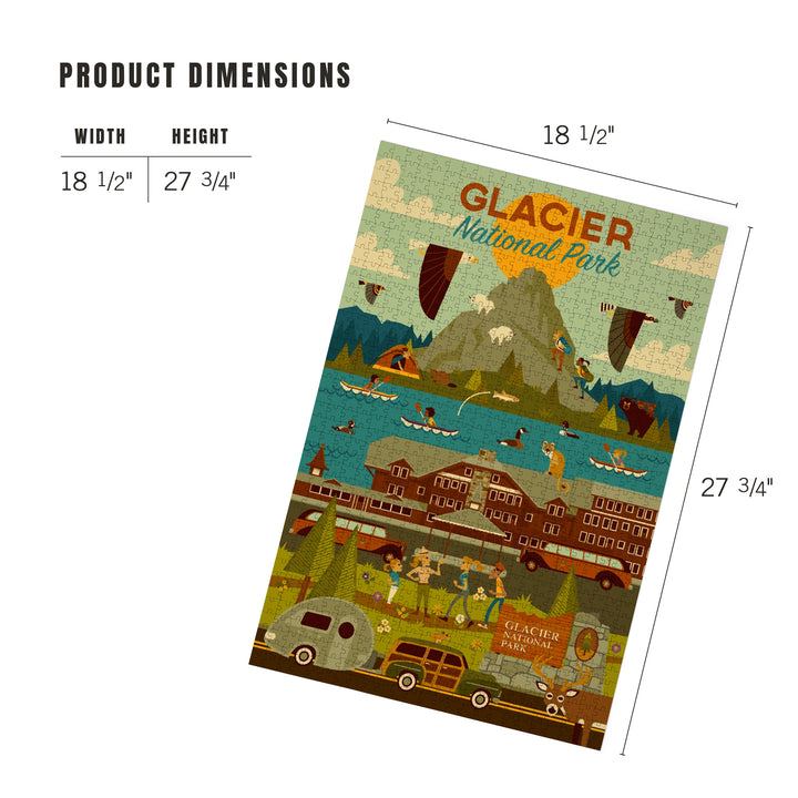 Glacier National Park, Montana, Geometric National Park Series, Jigsaw Puzzle Puzzle Lantern Press 