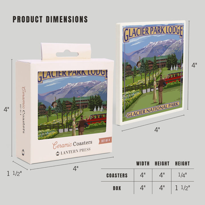 Glacier National Park, Montana, Glacier Park Lodge, Coasters Coasters Lantern Press 