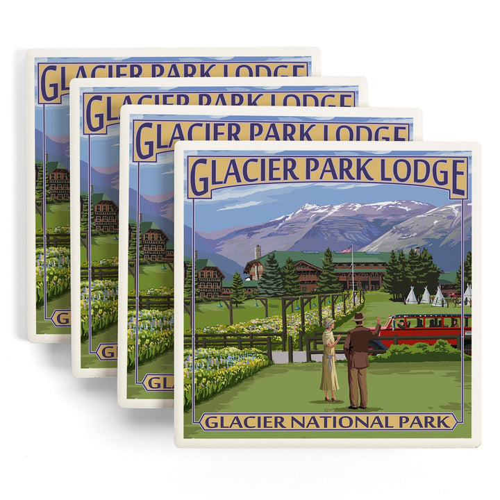 Glacier National Park, Montana, Glacier Park Lodge, Coasters Coasters Lantern Press 