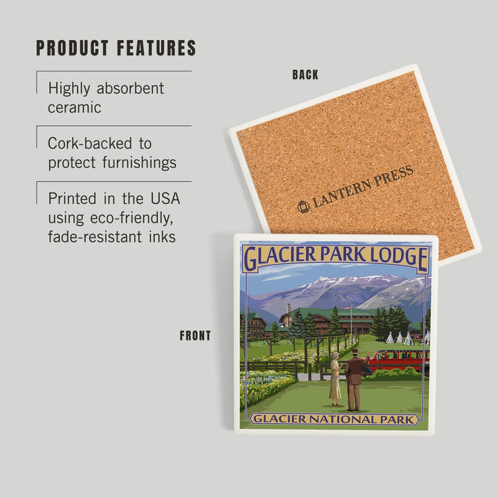 Glacier National Park, Montana, Glacier Park Lodge, Coasters Coasters Lantern Press 