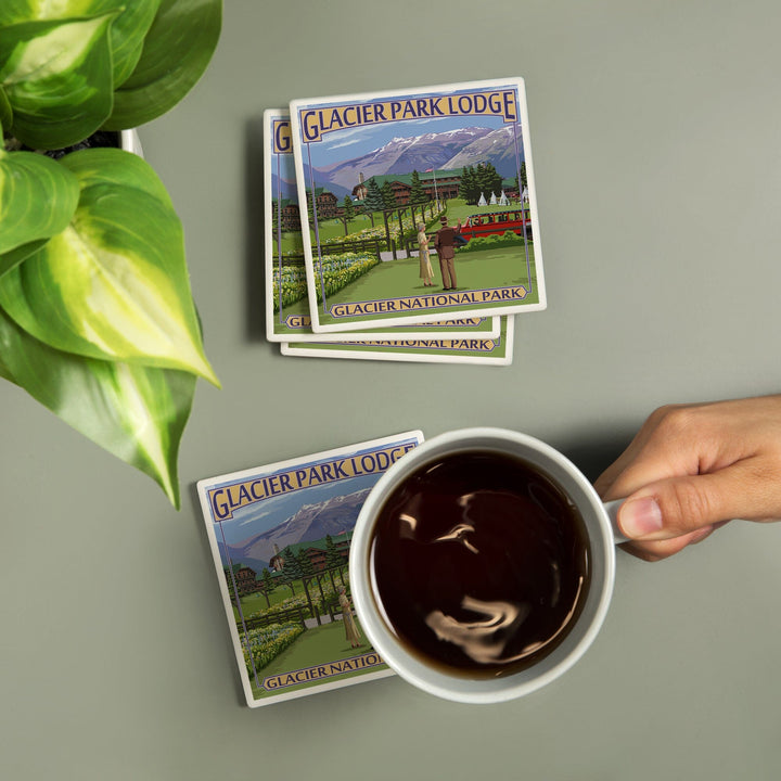 Glacier National Park, Montana, Glacier Park Lodge, Coasters Coasters Lantern Press 