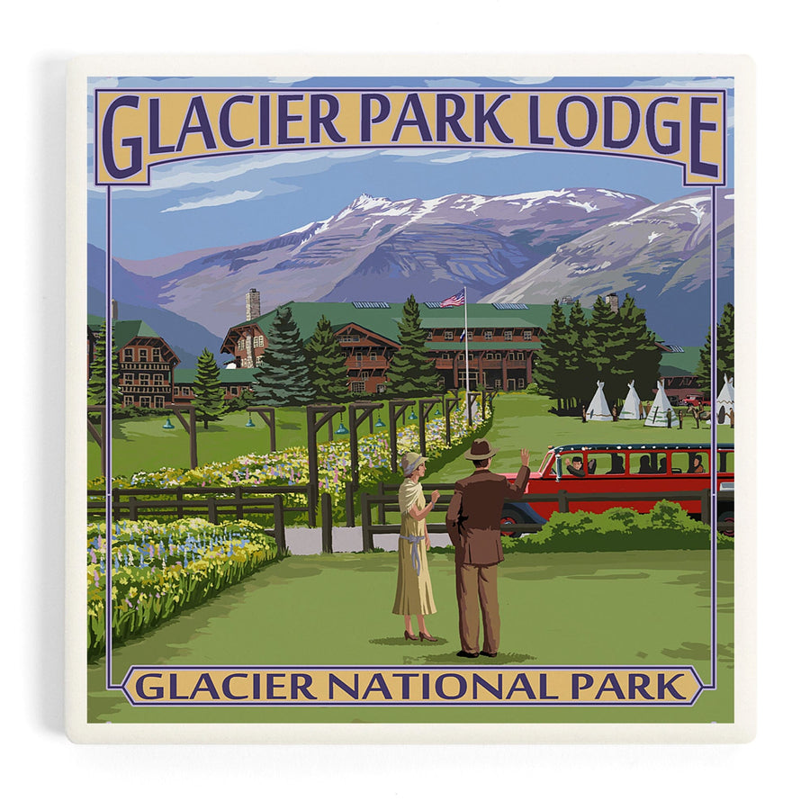 Glacier National Park, Montana, Glacier Park Lodge, Coasters Coasters Lantern Press 