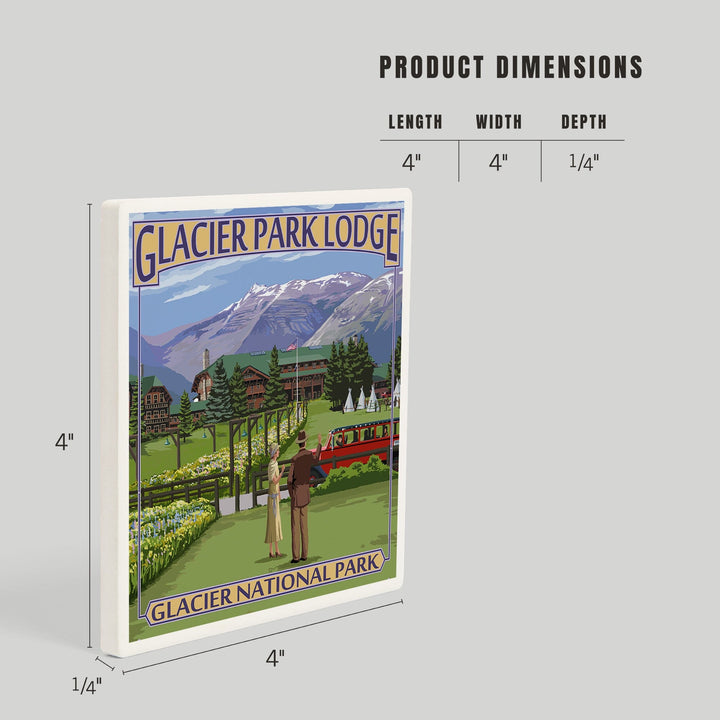 Glacier National Park, Montana, Glacier Park Lodge, Coasters Coasters Lantern Press 